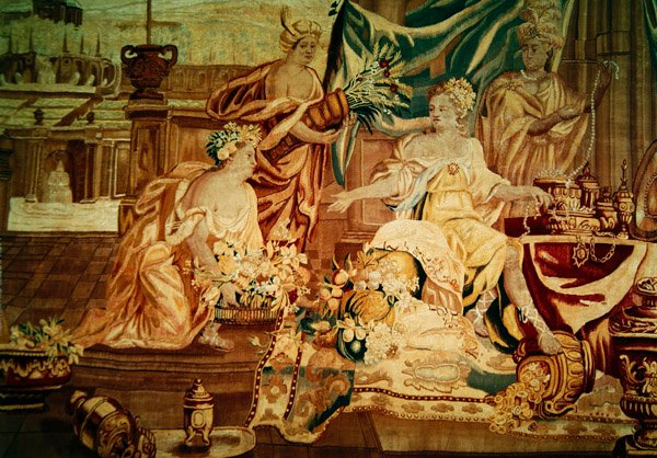 Azië, uit een wandtapijt van de vier hoeken van de wereld, detail van figuren, eerste helft van de 18e eeuw (detail) door A. Baertams
