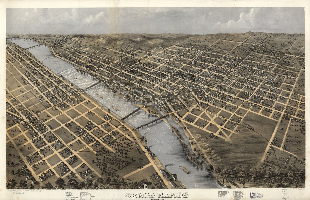 Grand Rapids, Michigan 1868. LOC 73693428 door A.; Chicago Lithographing Co. Ruger