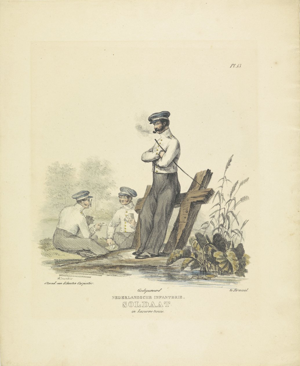 Soldaat in kazernetenue, 1820-1825 door A. Courtois