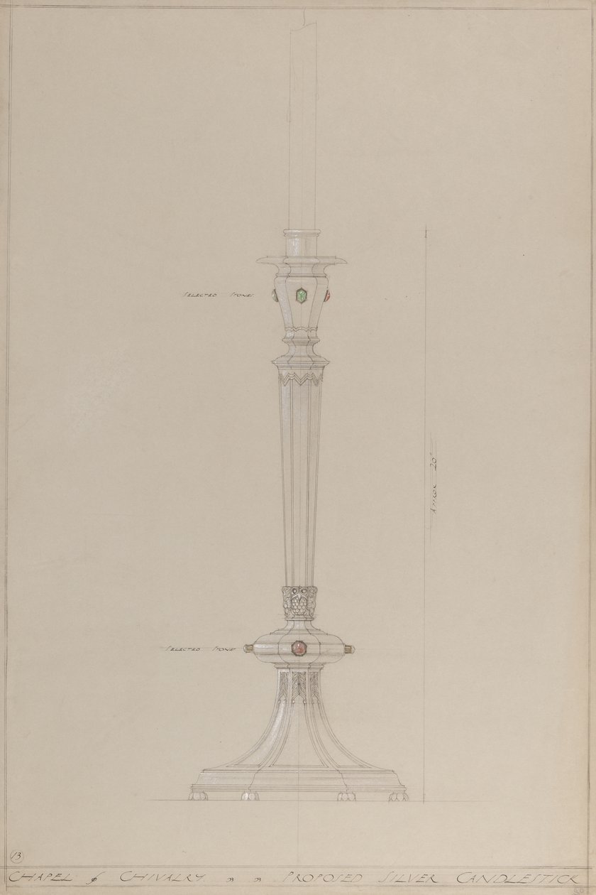 Kapel van Ridderlijkheid: voorgestelde zilveren kandelaar door A. Edward Jones and Co.