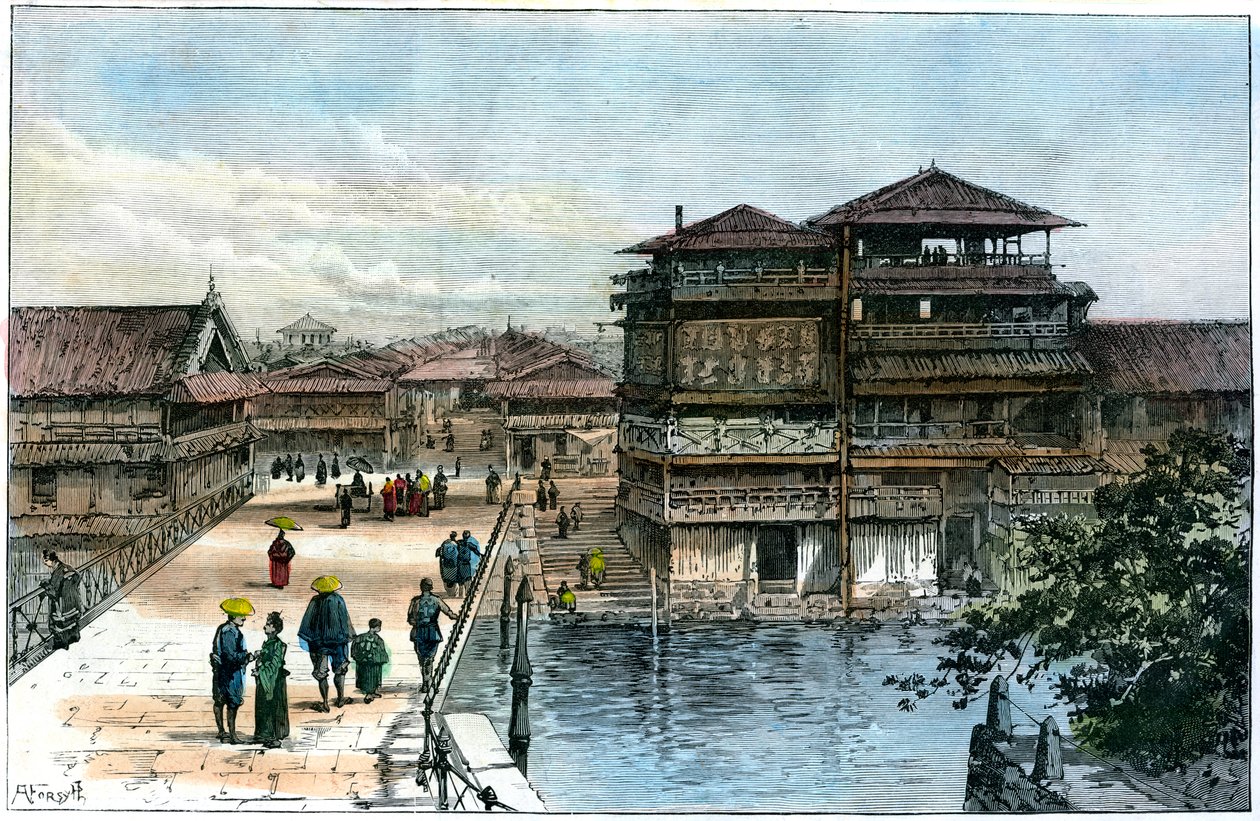 Yebisu Bashi, Osaka, Japan, 1891 door A. Forsyth
