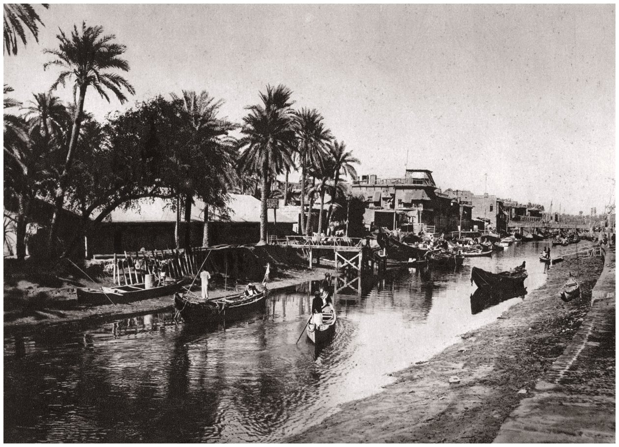 Ashar Creek leidend naar de Shatt al-Arab, Basra, Irak, 1925 door A. Kerim