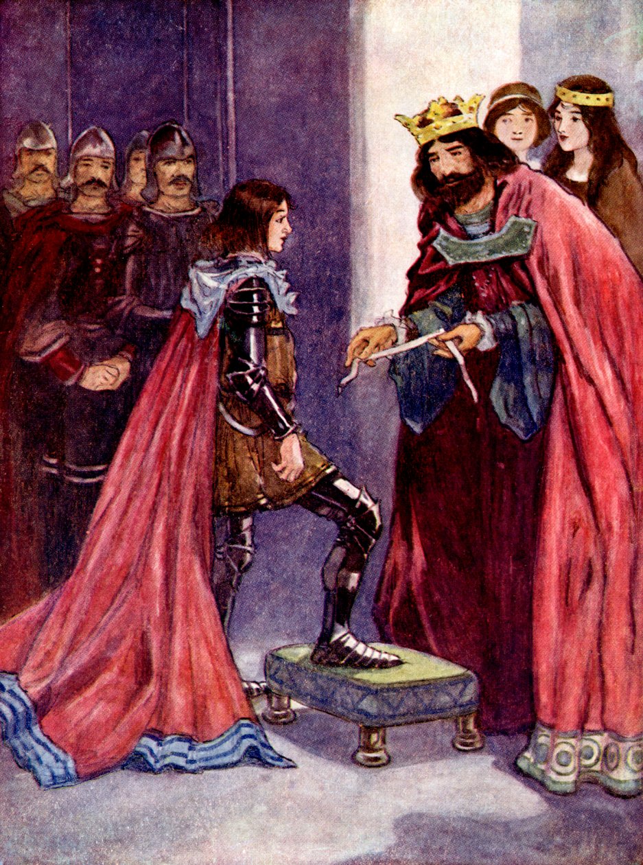De koning maakte de Zwarte Prins tot Ridder van de Orde van de Kousenband, 1348 door A. S. Forrest