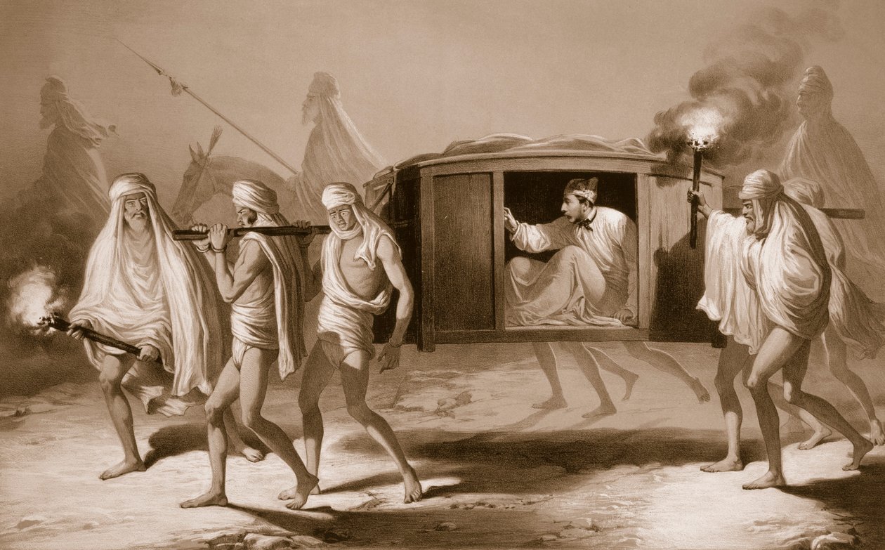 Postkoets in Indiase stijl in de Punjab tussen Loudiana en Amritsar, 1859 door A. Soltykoff