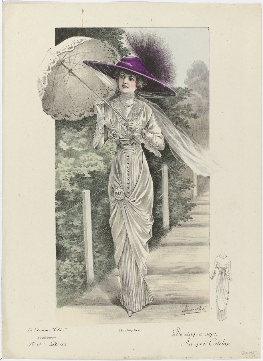 La Femme chic, Supplément, ca. 1912, No. 18, Pl. 184 : De cinq à sept door A. Souchel