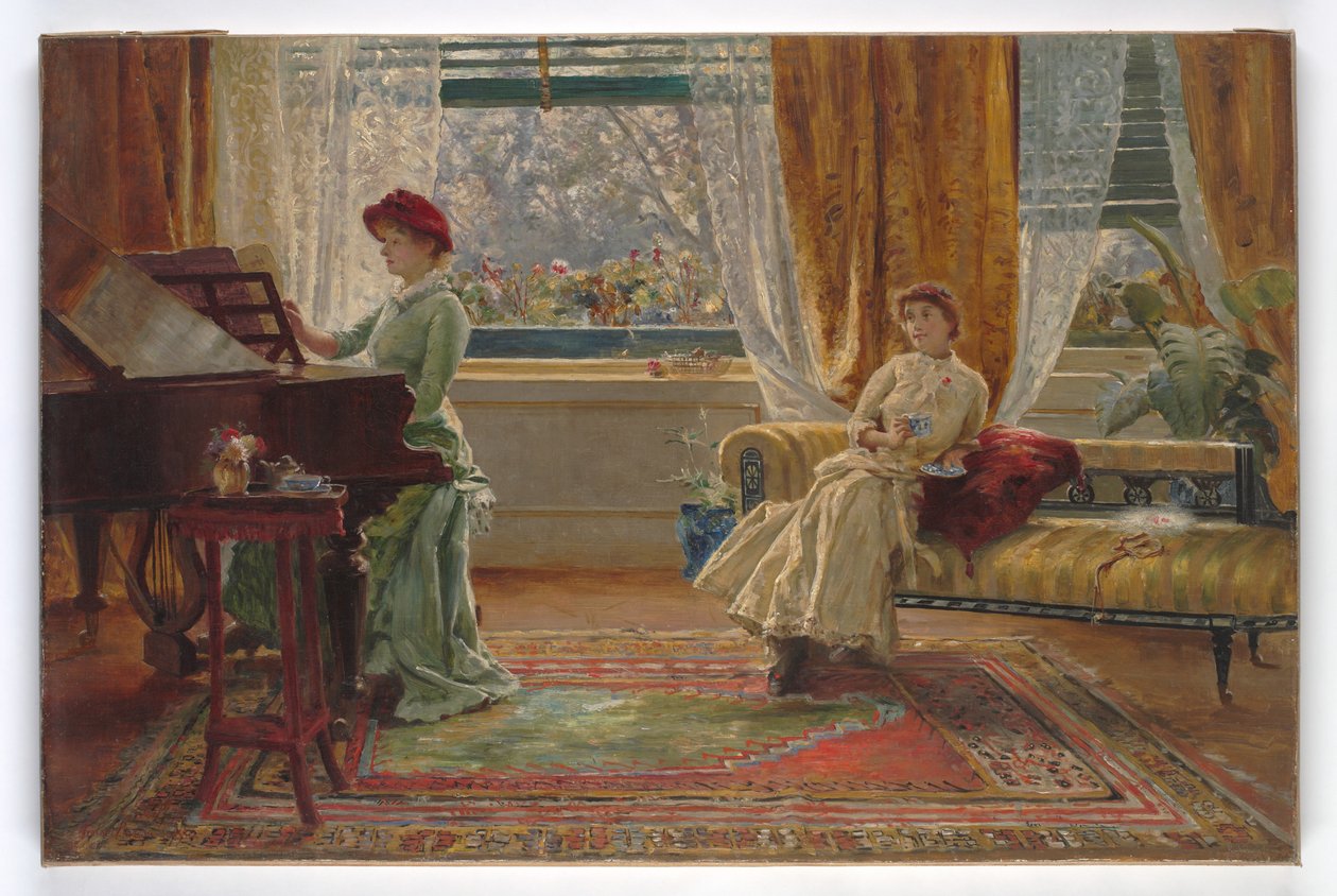 Een Interieur met twee Dames, 1880 door A. Trevor Haddon