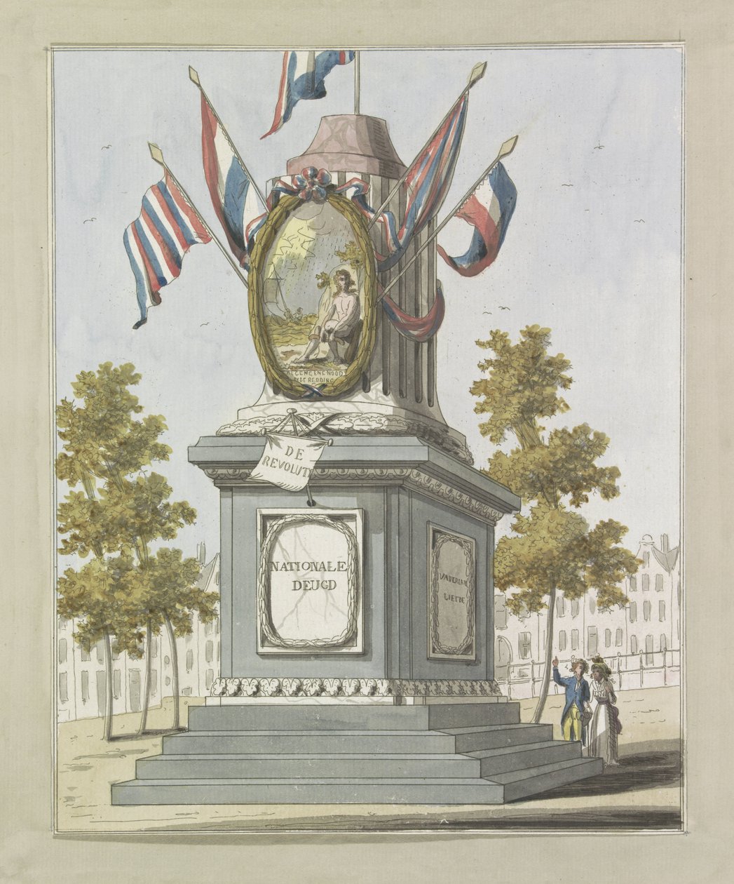De Revolutie, decoratie op het Koningsplein, 1795 door A. Verkerk