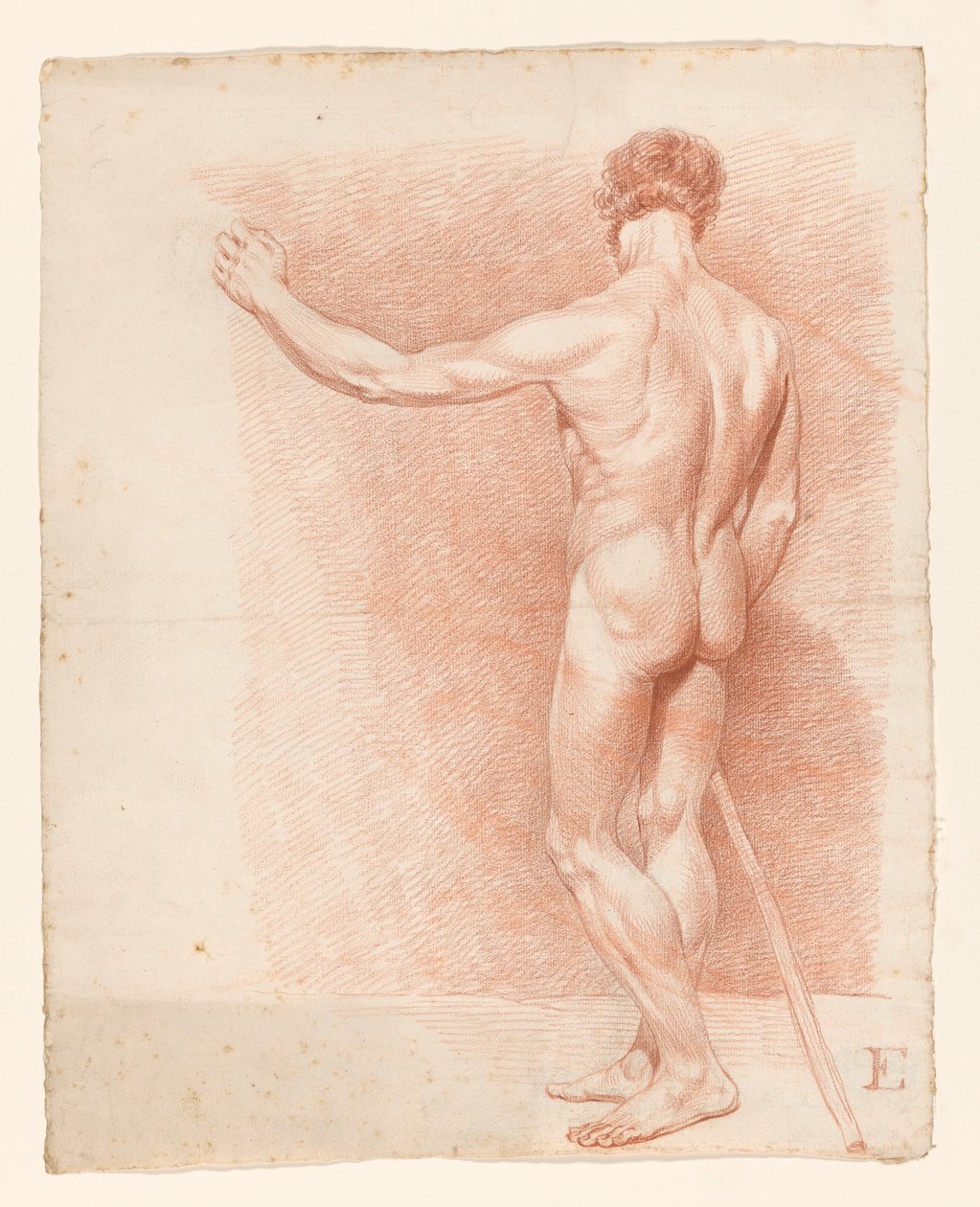 Staand mannelijk naakt, op de rug gezien door A. Waterloo (attributed to)