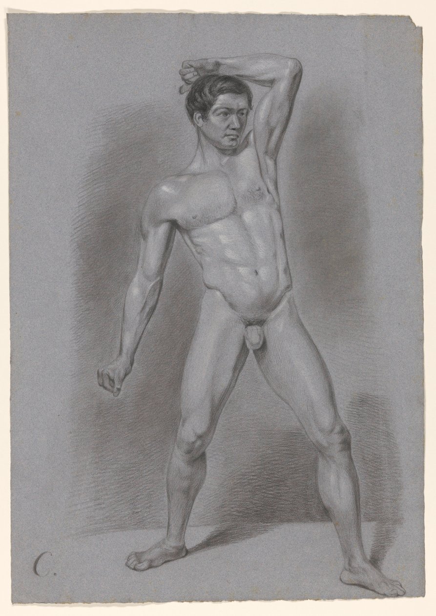 Staand mannelijk naakt, van voren gezien door A. Waterloo (attributed to)