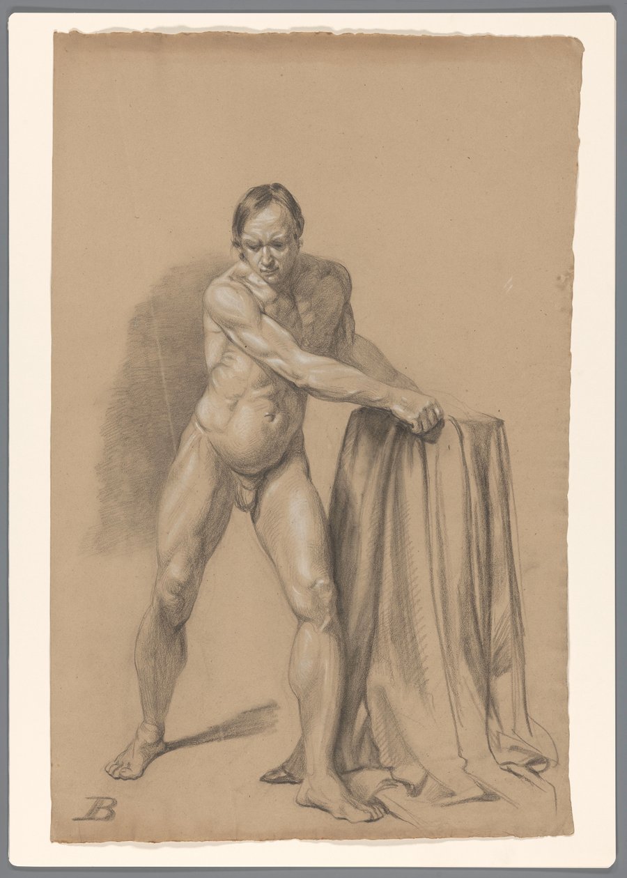 Staand mannelijk naakt, van voren gezien door A. Waterloo (attributed to)