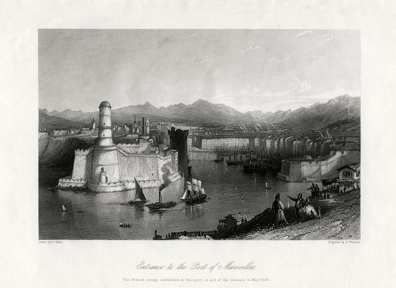 Ingang van de haven van Marseille, Frankrijk, 1875 door A. Willmore