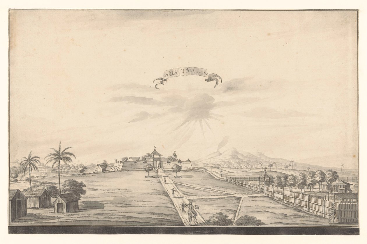 Gezicht op het fort van Salatiga door A. de Nelly (possibly)