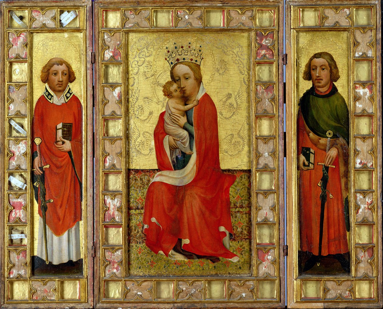 Madonna en Kind met Heiligen Cyricus en Pancratius, c.1380 door Aachen Master