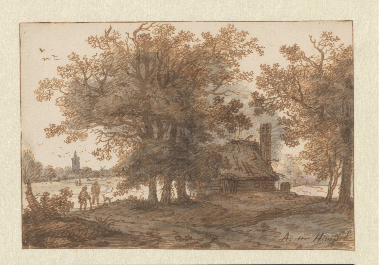 Landschap met een huis tussen bomen door Aarnout ter Himpel