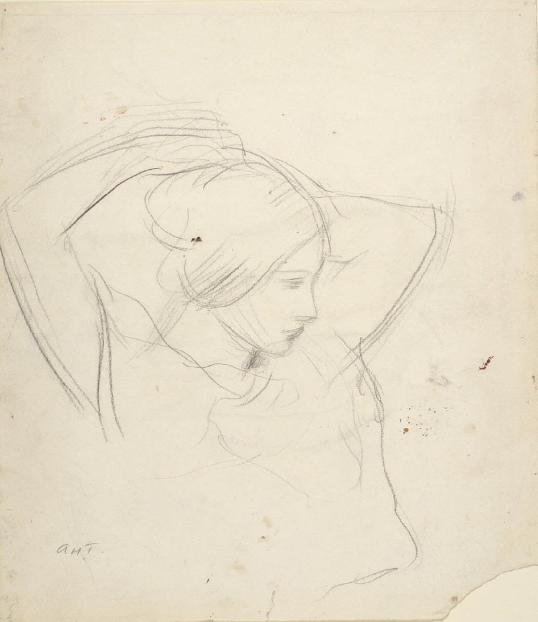 Meisje dat haar haar in model brengt door Abbott Handerson Thayer
