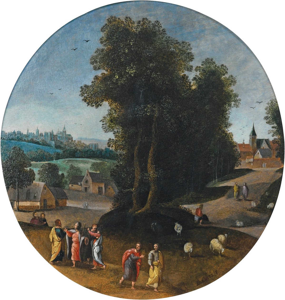 Christus op de weg naar Emmaüs door Abel Grimmer