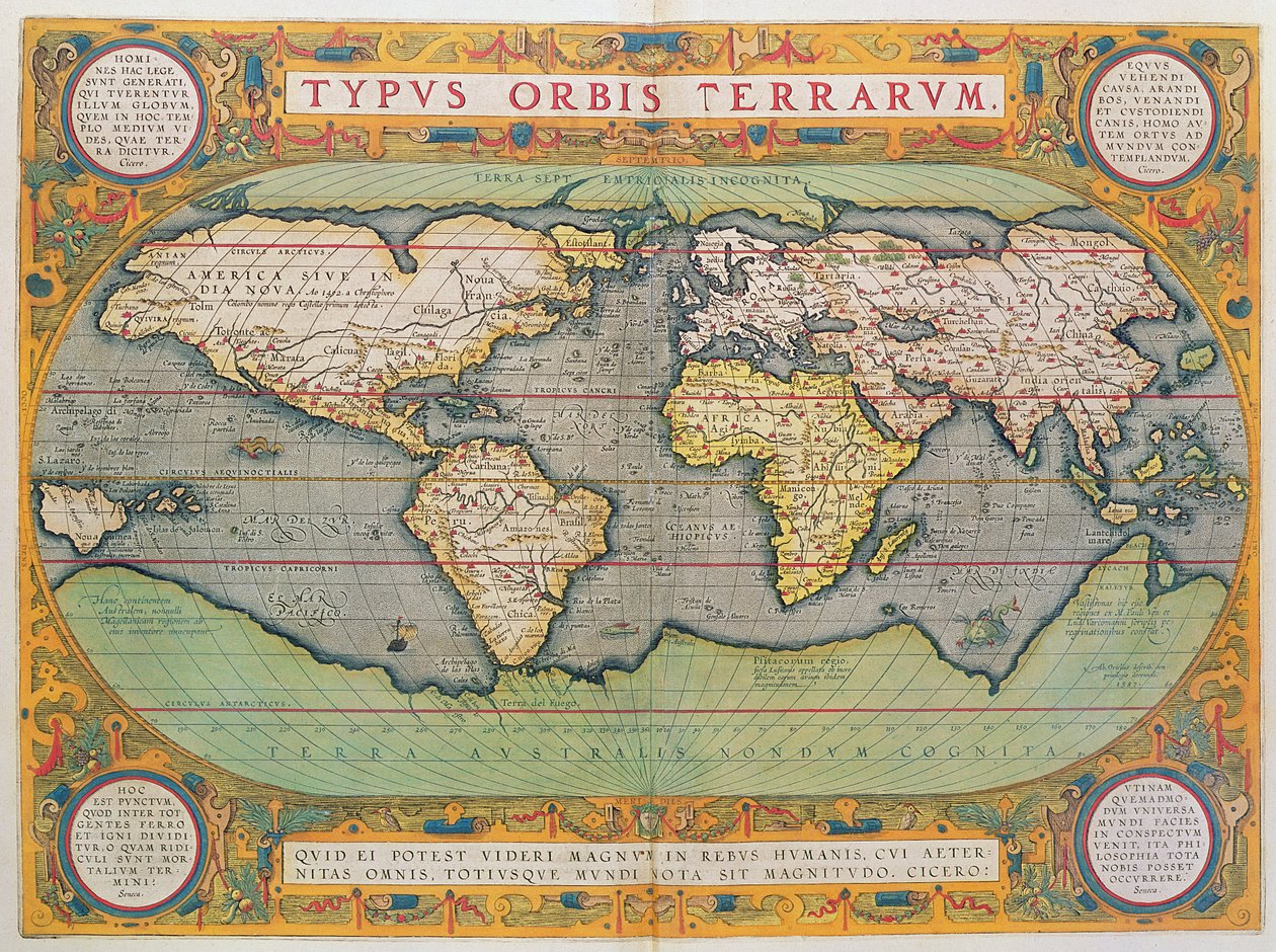 Typus Orbis Terrarum, wereldkaart, uit Ortelius