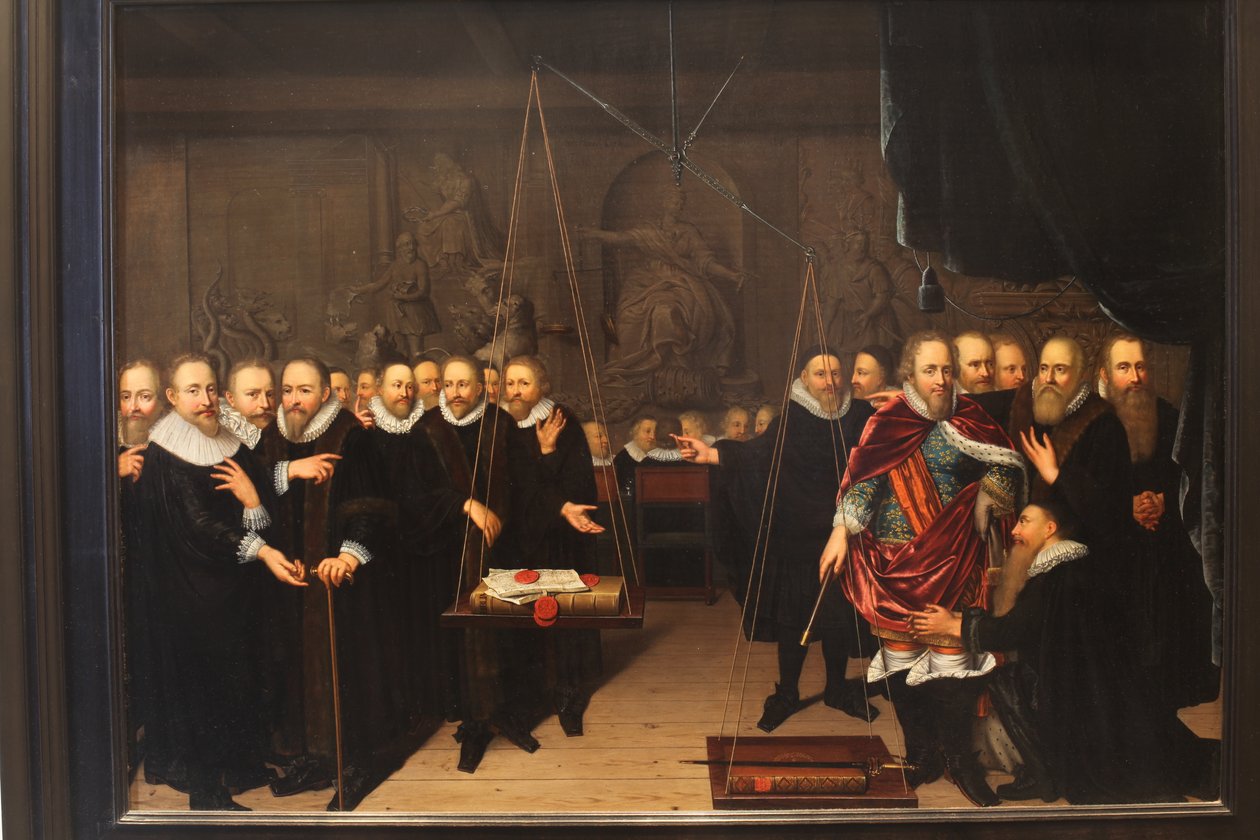 Allegorie van het theologische geschil tussen de Arminianen en hun tegenstanders door Abraham van der Eyk