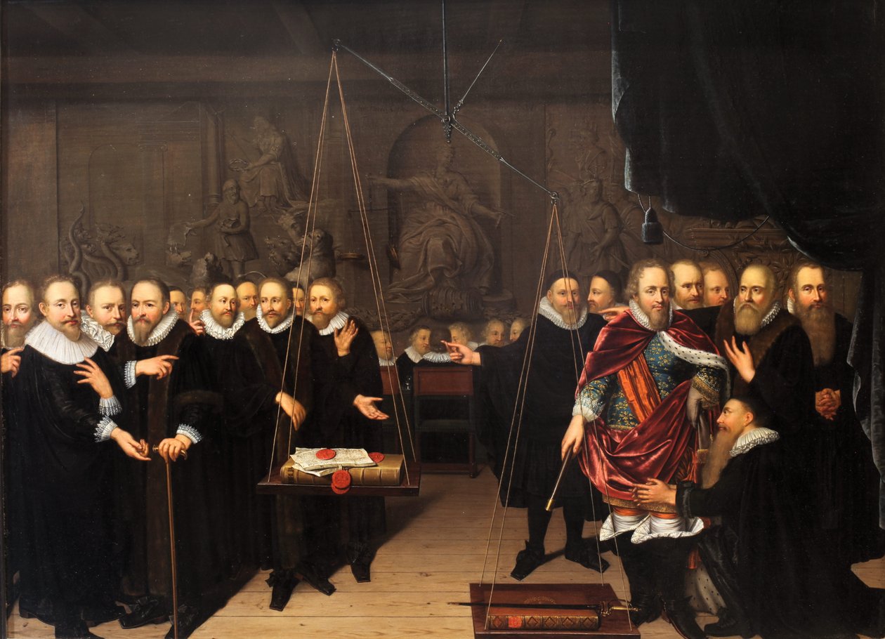 Allegorie van het theologische geschil tussen de Arminianen en hun tegenstanders door Abraham van der Eyk