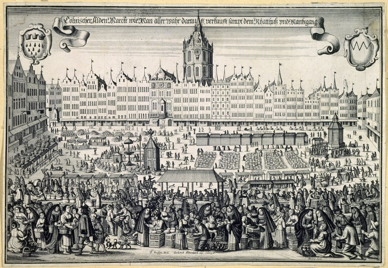 Oude Markt in Keulen door Abraham Aubry