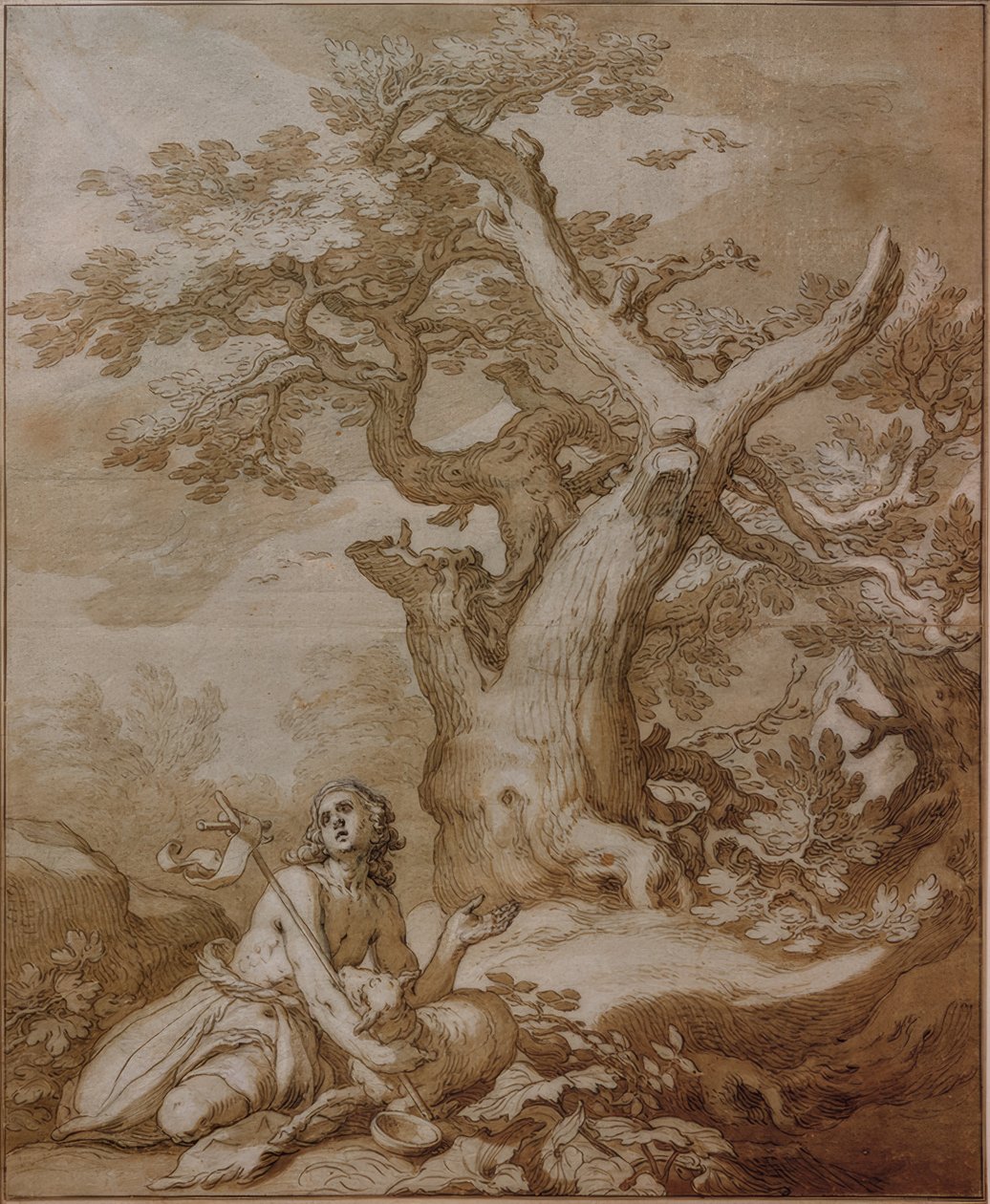 Johannes de Doper in de wildernis door Abraham Bloemaert