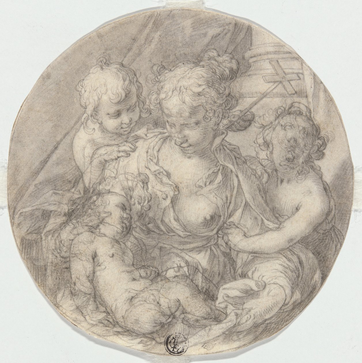 De Madonna met het Christuskind, met de jonge Johannes de Doper en een ander kind (Caritas) door Abraham Bloemaert