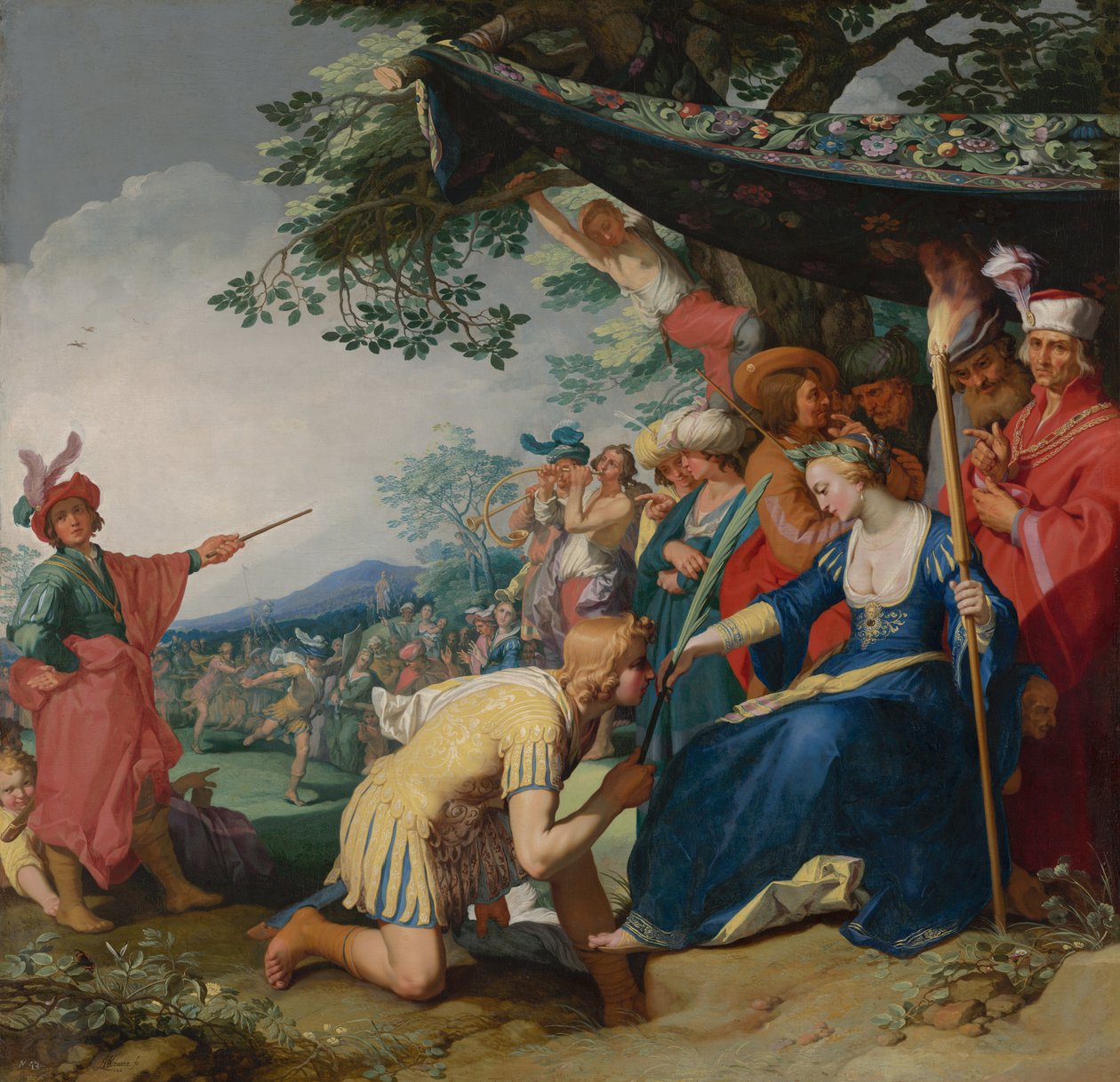Theagenes ontvangt de erepalm uit handen van Chariclea door Abraham Bloemaert