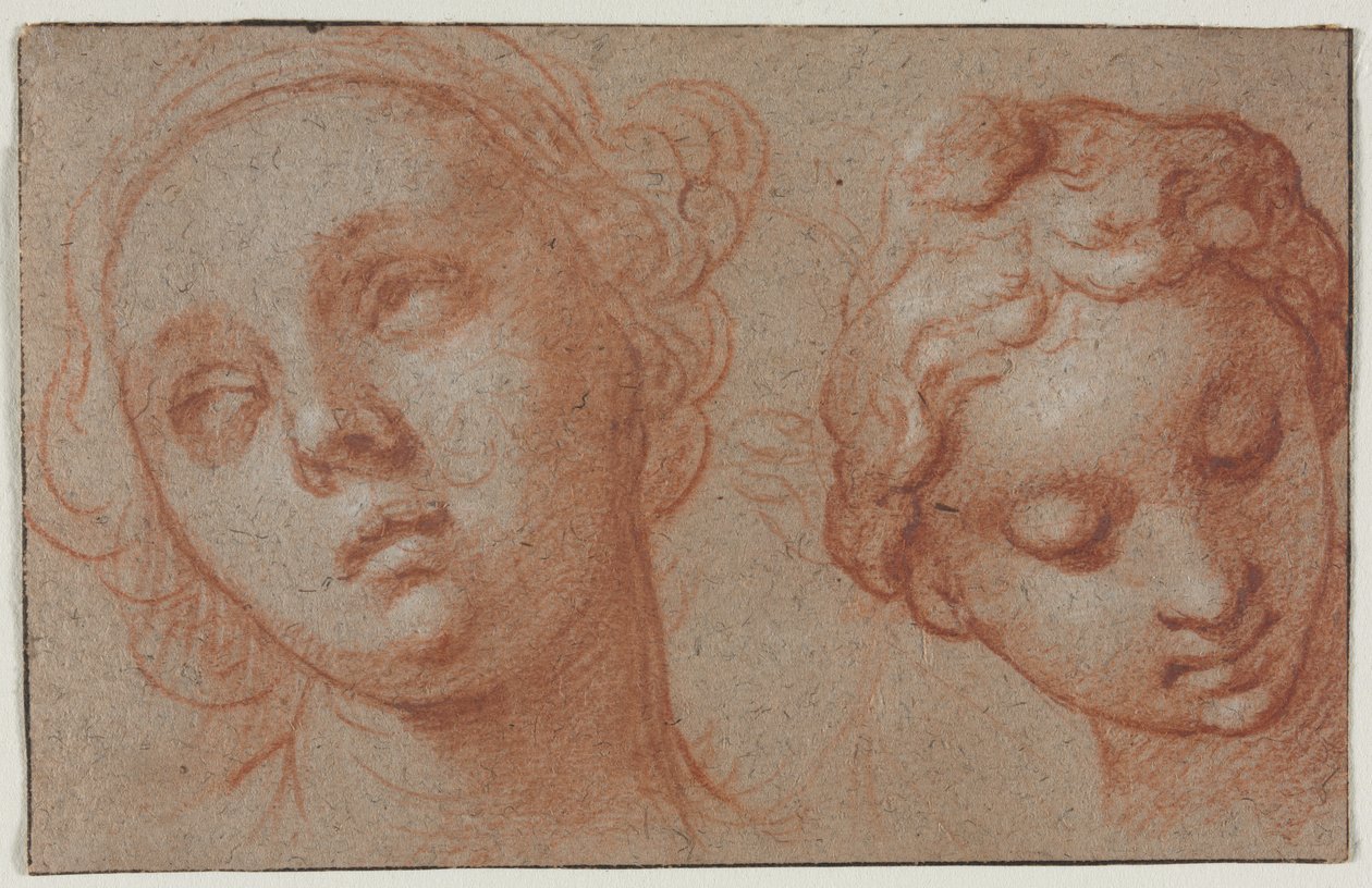 Twee Vrouwelijke Hoofden door Abraham Bloemaert
