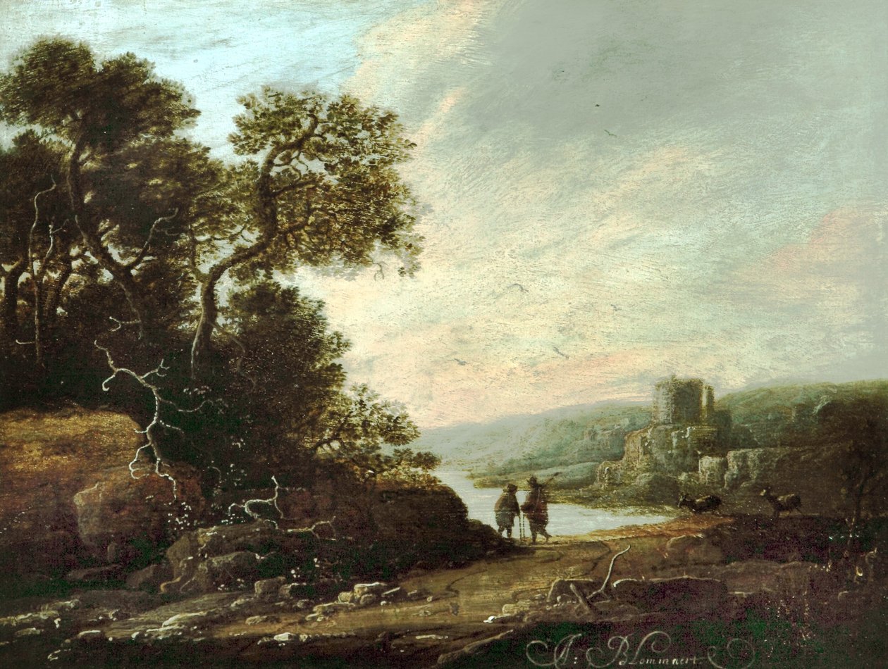 Landschap met Kasteelruïnes door Abraham Blommaert