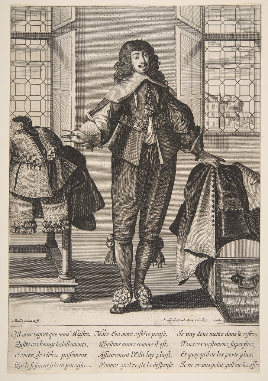 Een Knecht die de Luxe Kleding van Zijn Meester Opruimt door Abraham Bosse