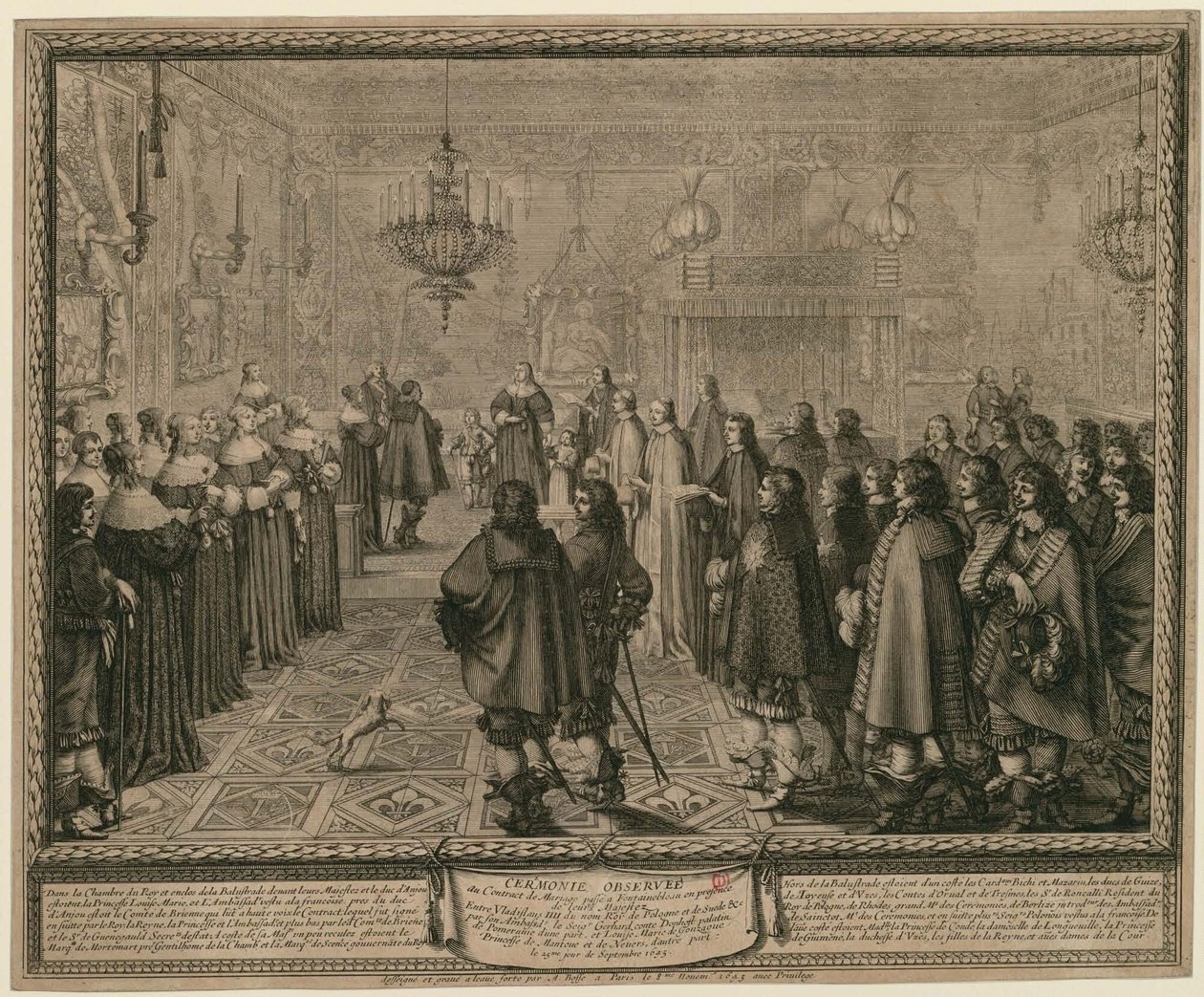 Ceremonie bij het huwelijkscontract dat te Fontainebleau werd gesloten in aanwezigheid van Hunne Majesteiten tussen Wladislaus IV, koning van Polen en Zweden [...] door Abraham Bosse