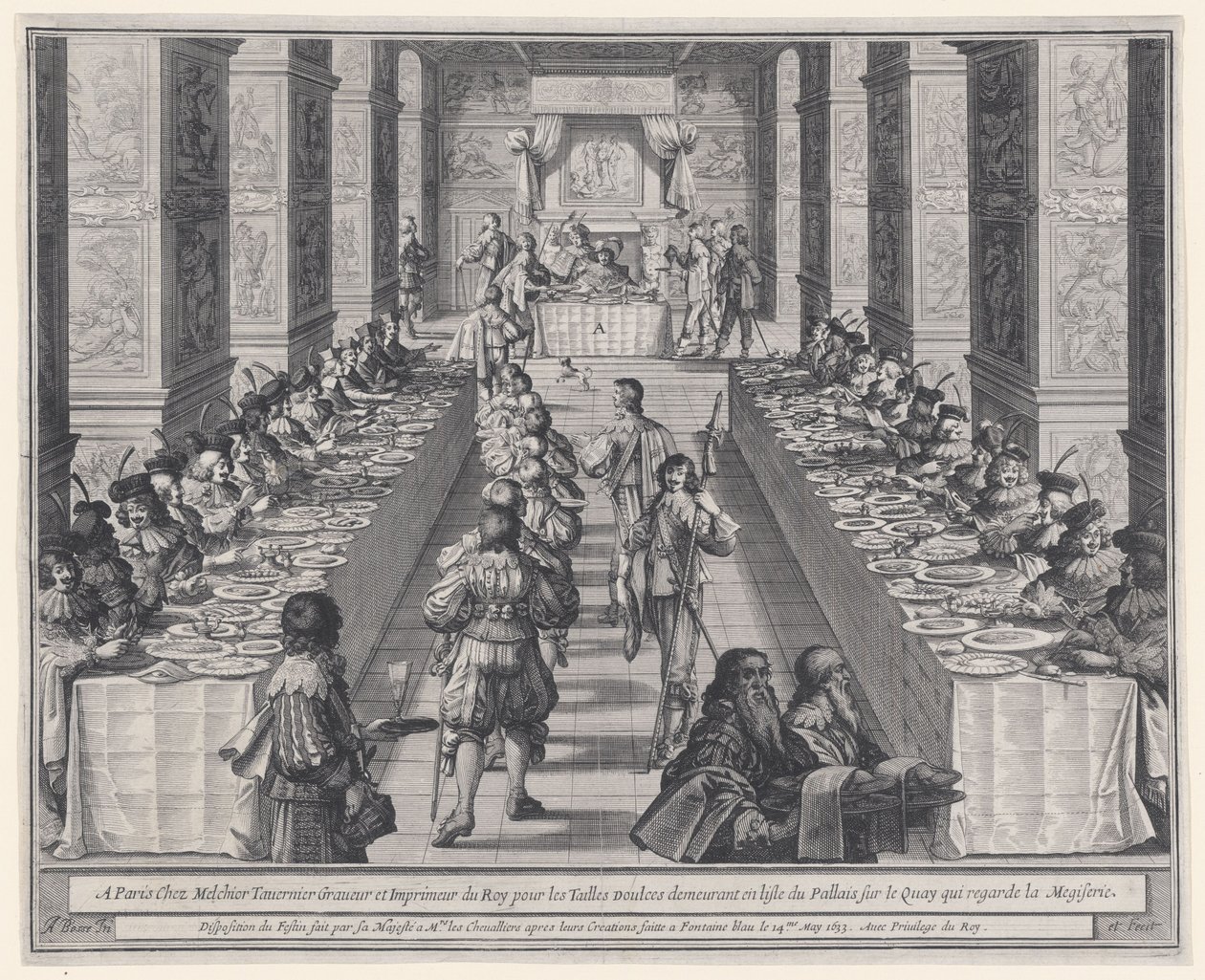 De opstelling van het feestmaal, uit „De Orde van de Heilige Geest“ door Abraham Bosse