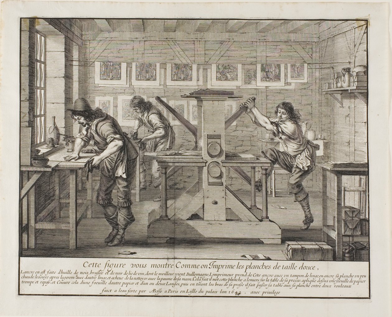 De etspers - De drukkerij door Abraham Bosse