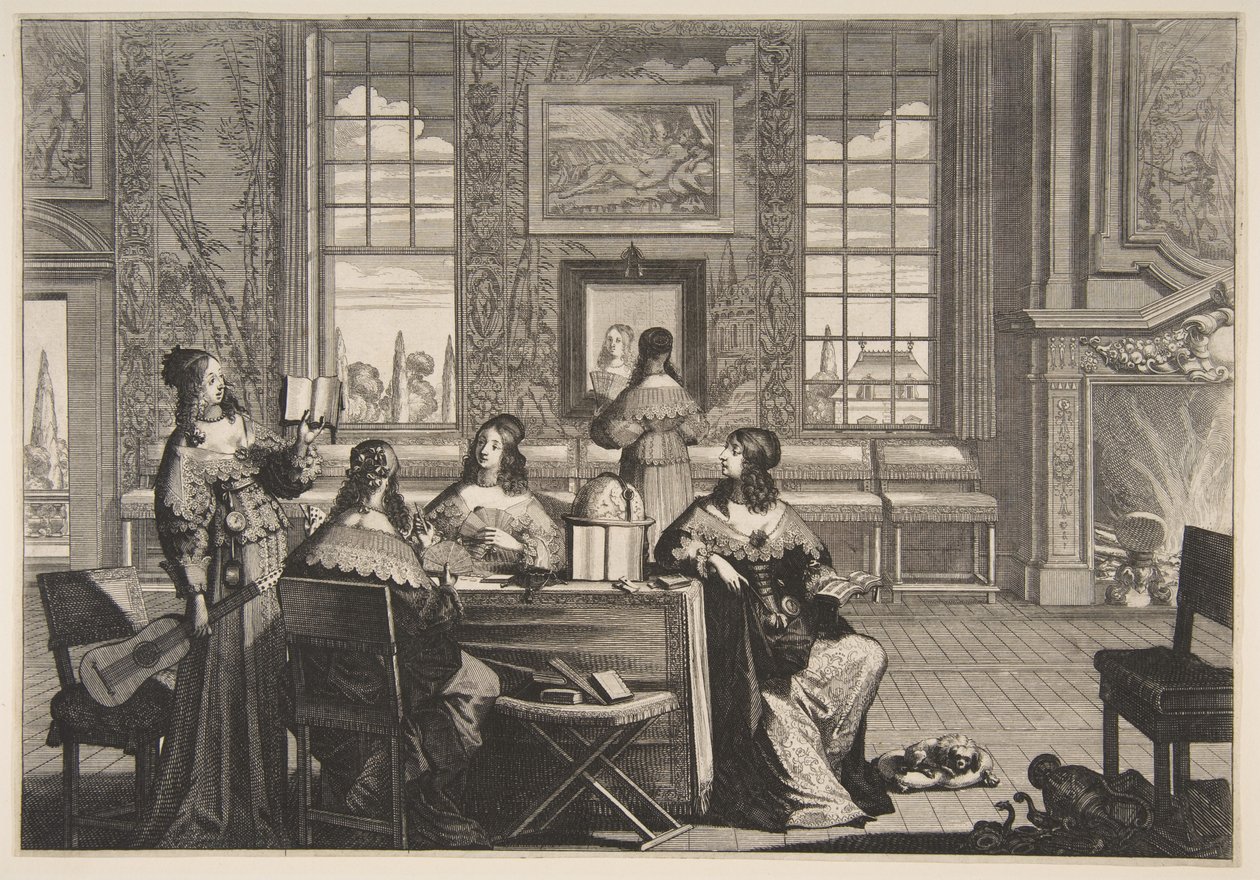 De dwaze maagden in gesprek door Abraham Bosse