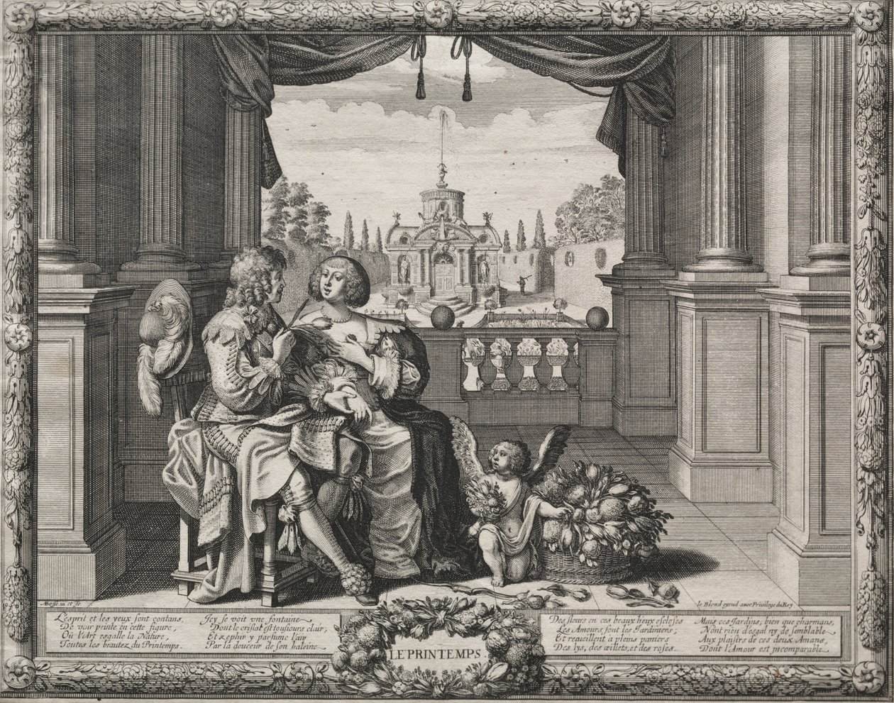 De Vier Seizoenen: Lente, 1635 door Abraham Bosse