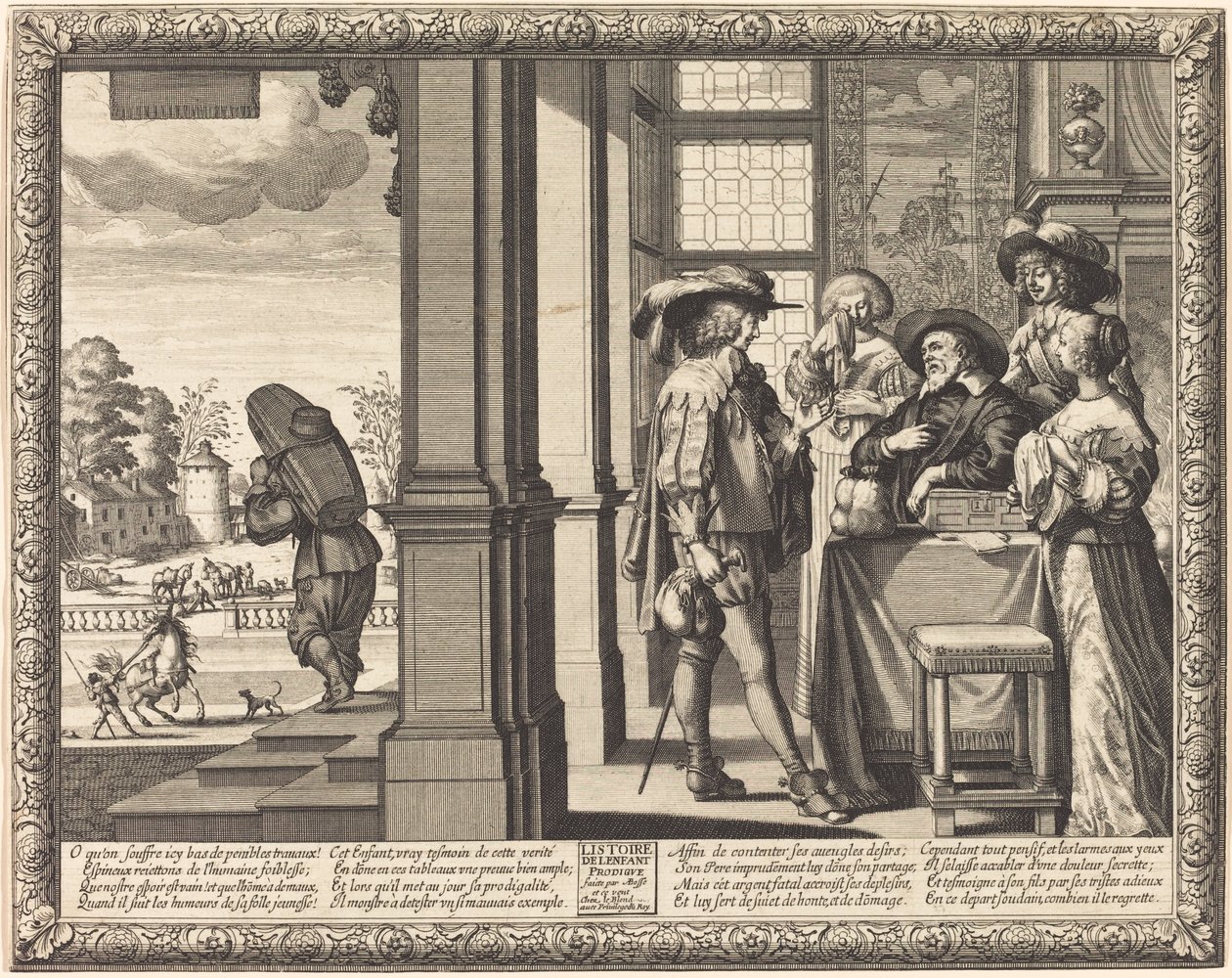 De verloren zoon neemt afscheid van zijn vader door Abraham Bosse