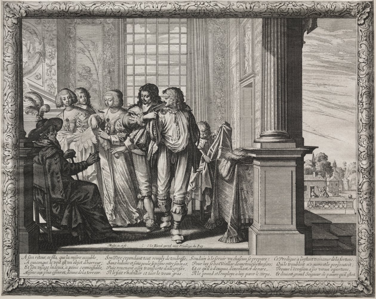 De Verloren Zoon: Kleden voor het feest door Abraham Bosse