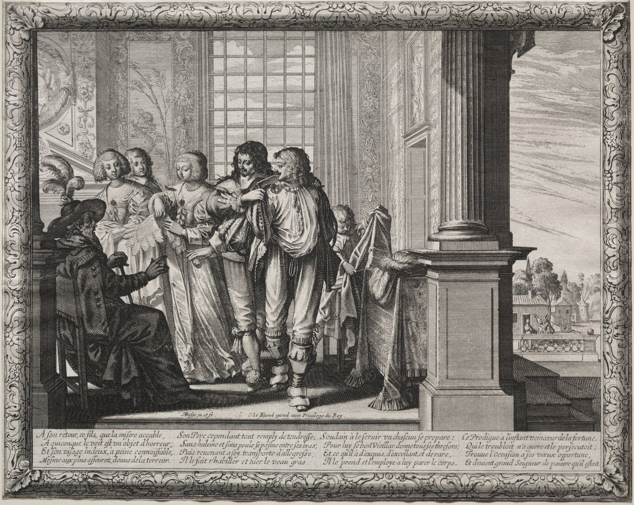 De verloren zoon: Kleden voor het feest door Abraham Bosse