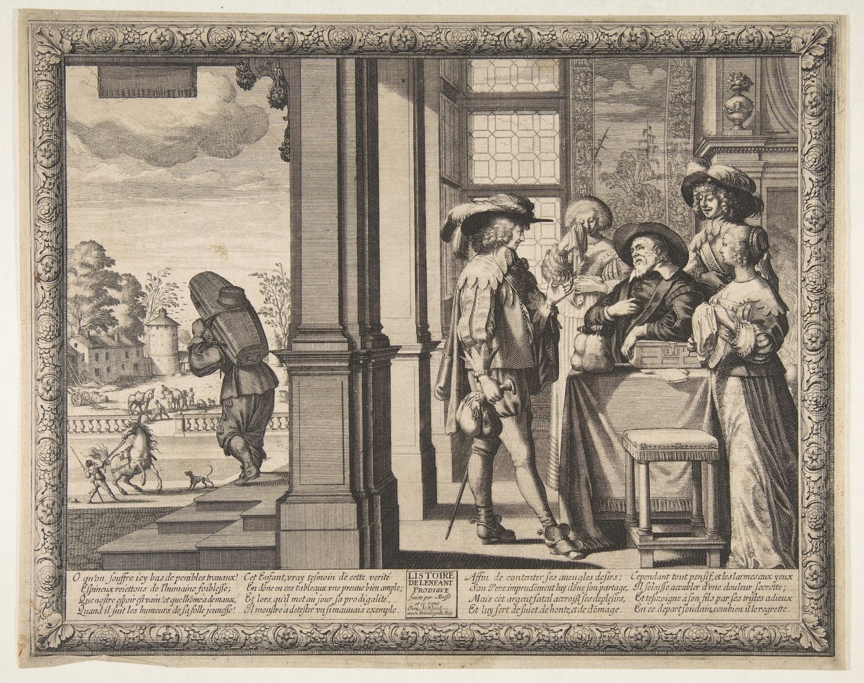 De verloren zoon verlaat het huis, ca. 1636 door Abraham Bosse
