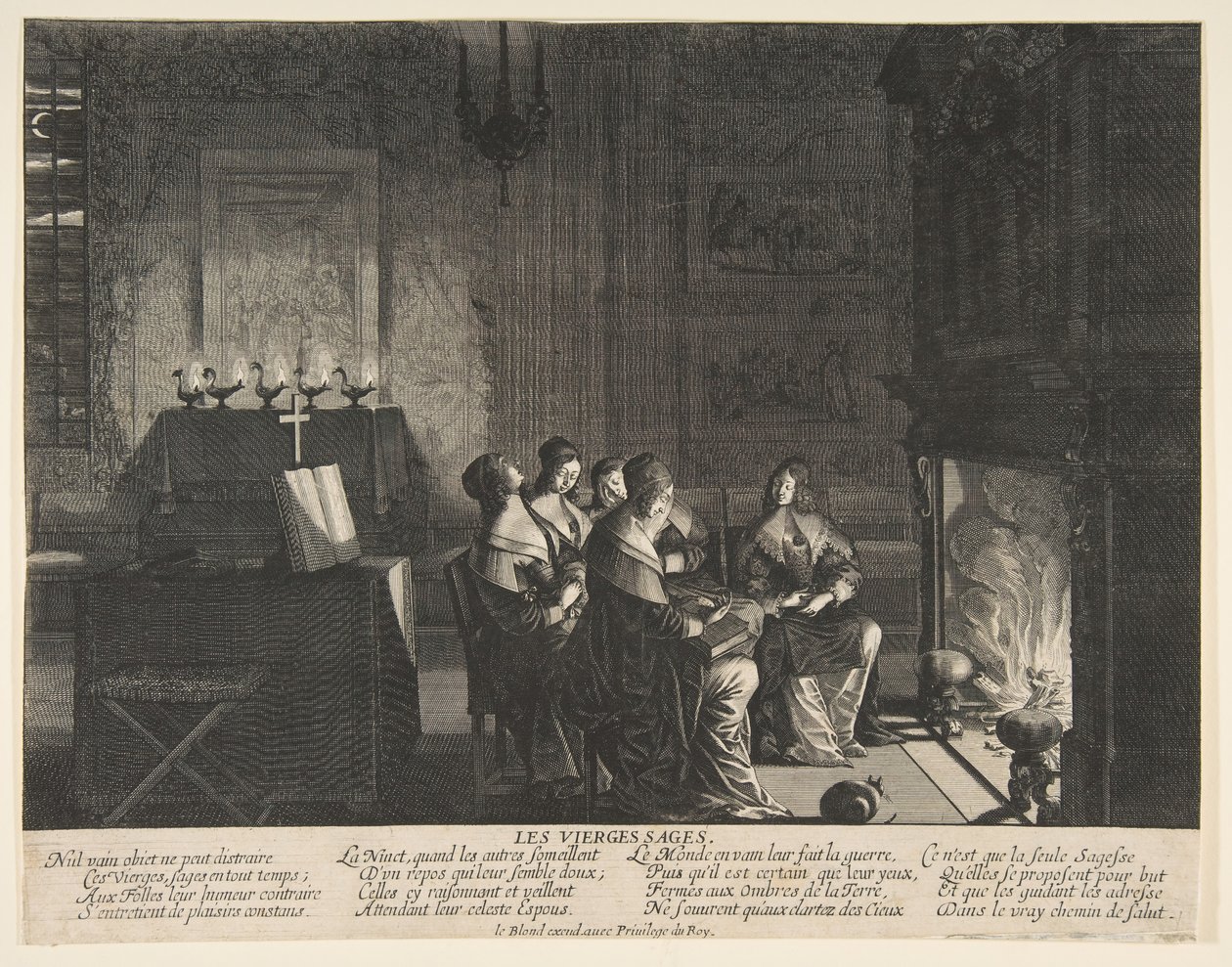 De Wijze Maagden Rusten Terwijl Ze Wachten op de Aankomst van de Bruidegom door Abraham Bosse