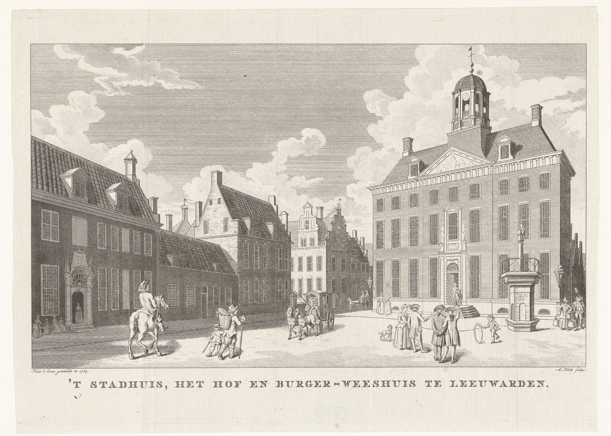 Stadhuis te Leeuwarden door Abraham Jacobsz. Hulk