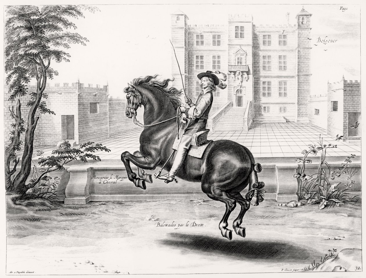 Illustratie uit een Rijhandboek, gegraveerd door Peeter Clouwet (1629-70), 1658 door Abraham Jansz. van after Diepenbeeck