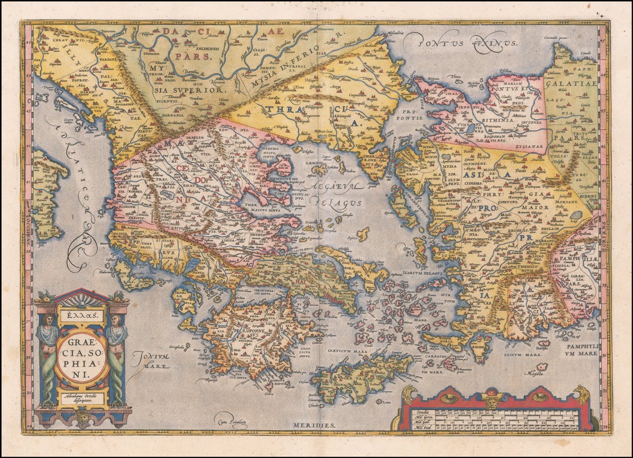 1584 kaart van Griekenland en West-Turkije door Abraham Ortelius door Abraham Ortelius