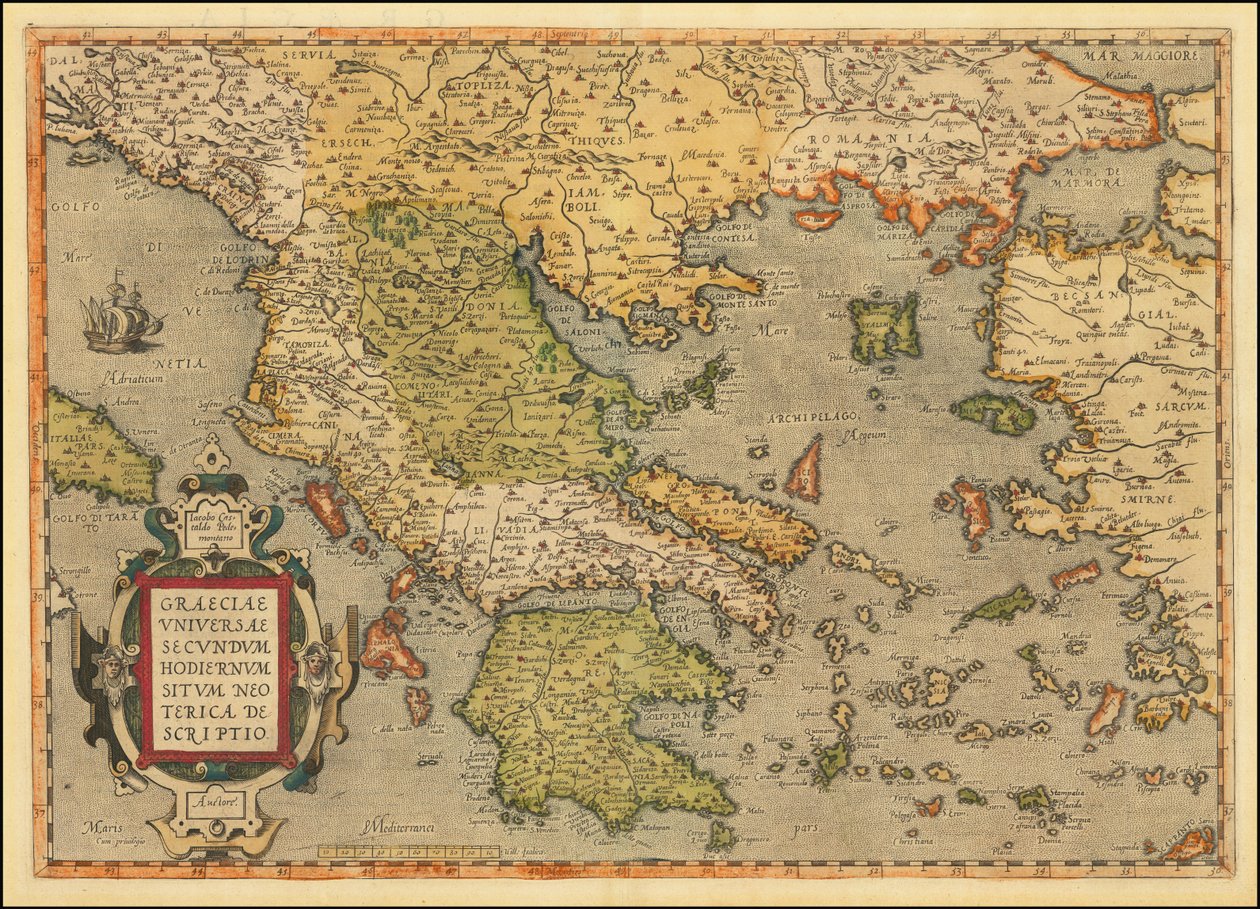 1584 kaart van Griekenland door Abraham Ortelius door Abraham Ortelius