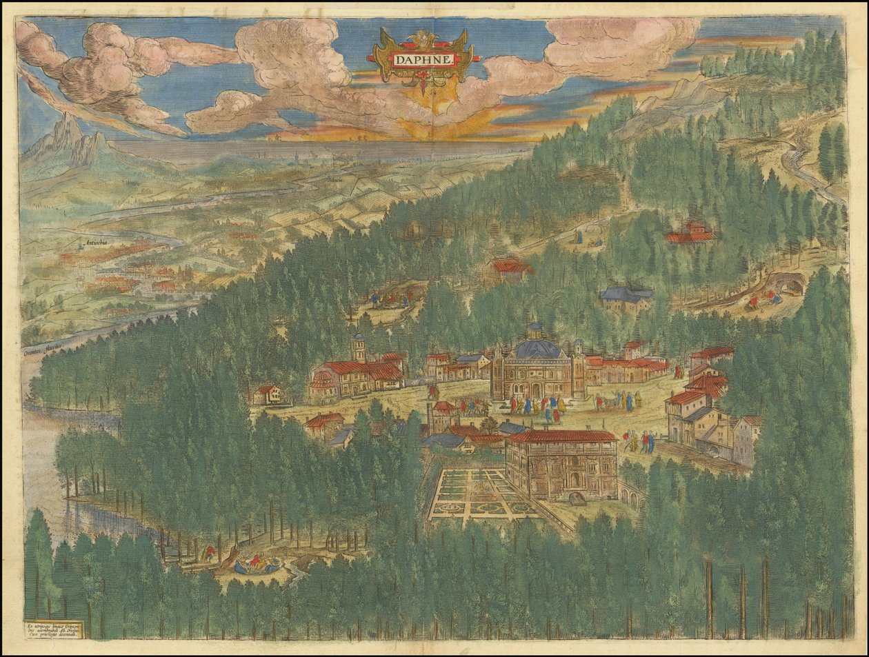 1624 denkbeeldig aanzicht van Daphne in Antiochië door Abraham Ortelius door Abraham Ortelius