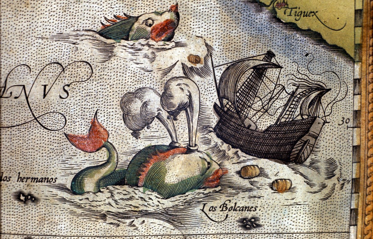Een walvis valt een schip aan. Plaat uit een editie van 