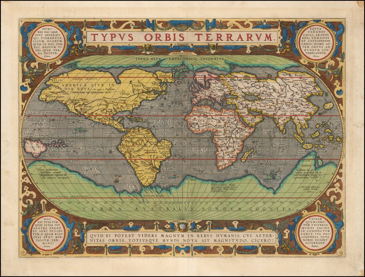 Abraham Ortelius Typus Orbis Terrarum Publicatie Antwerpen 1598 door Abraham Ortelius