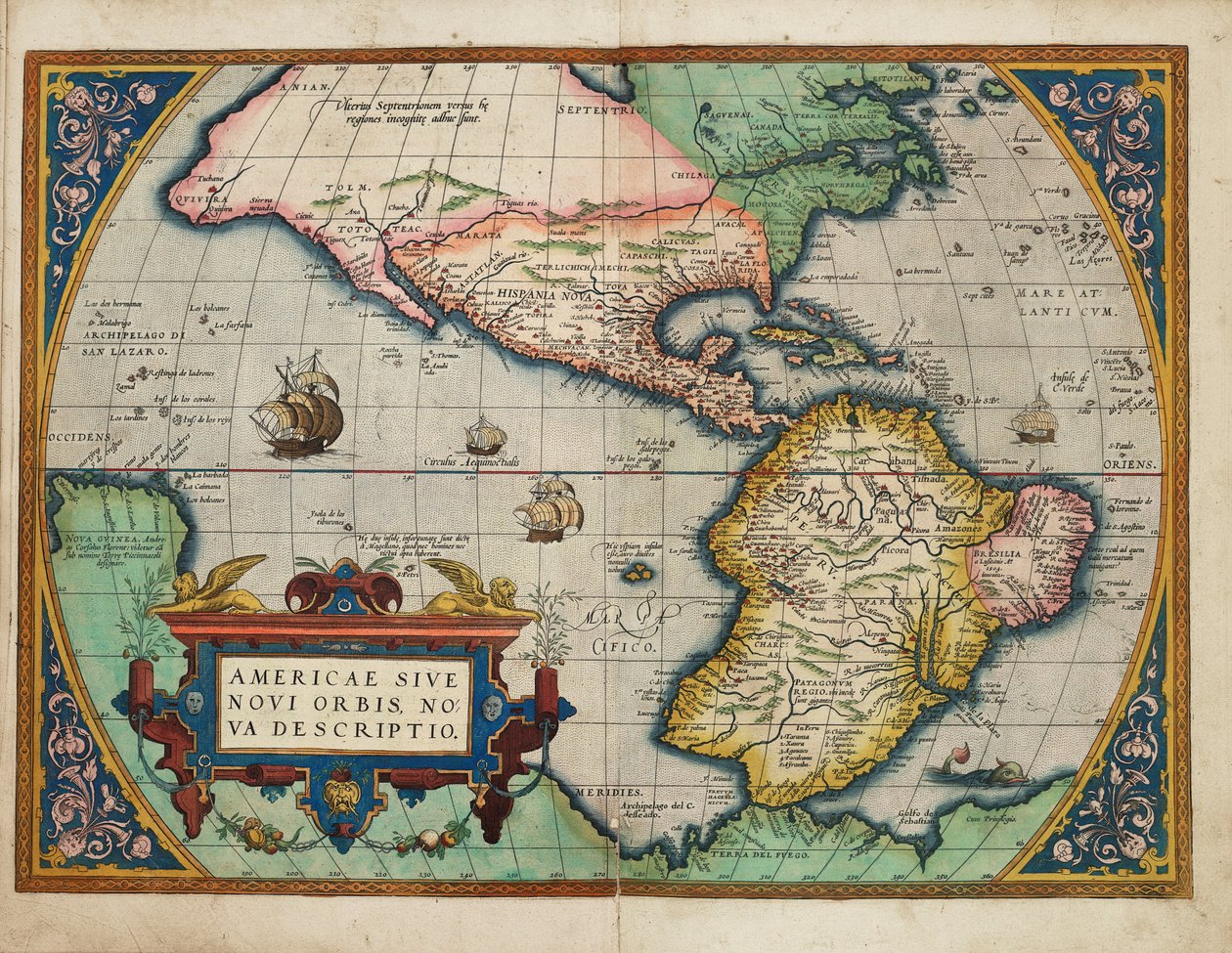 Americae Sive Novi Orbis, Nova Descriptio door Abraham Ortelius