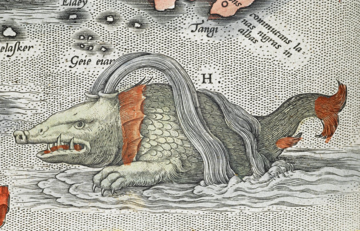 Detail van een zeemonster, uit 
