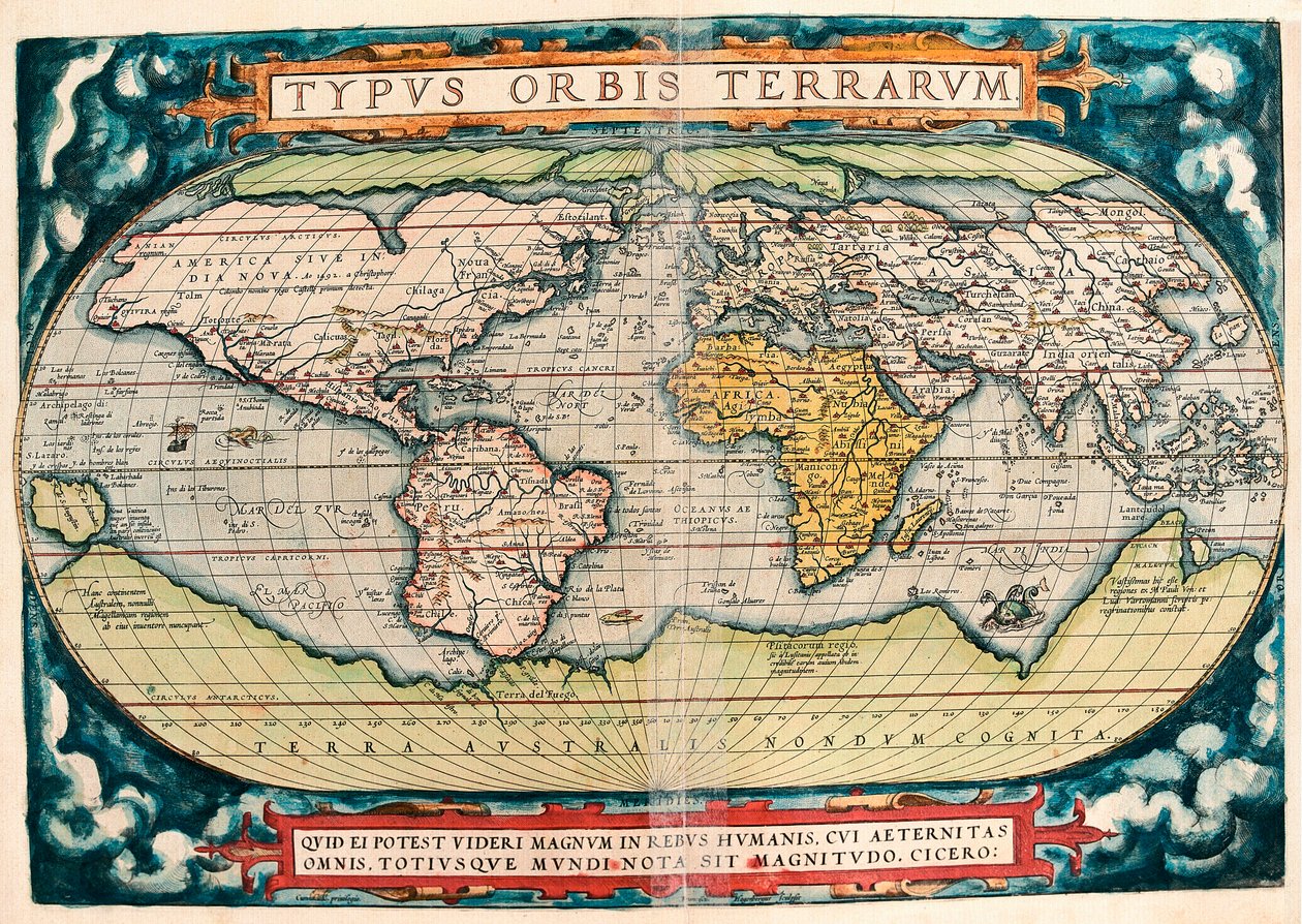 Aardkaart (Wereldkaart) Geografische kaart uit 